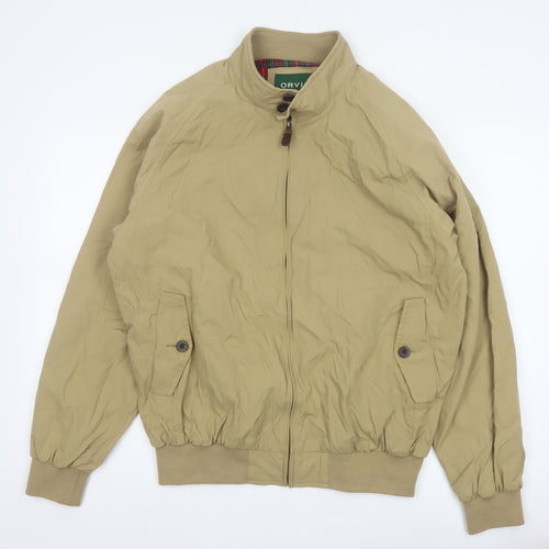 Orvis Men's Beige M Bomber Jacket Cotton Nylon Tartan Lined