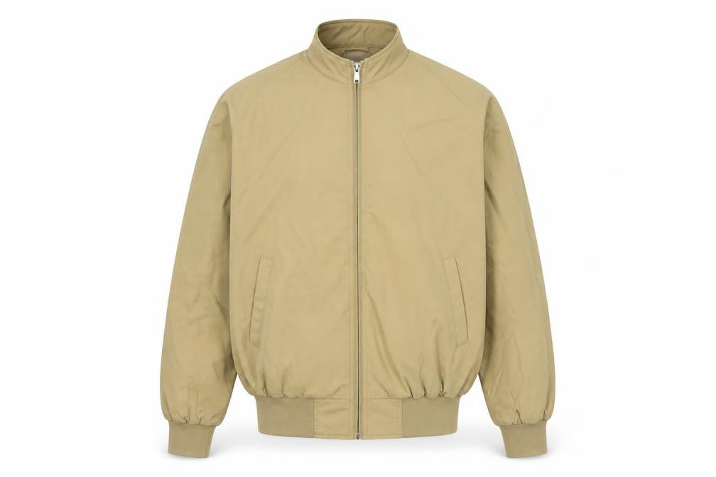 Orvis Men's Beige M Bomber Jacket Cotton Nylon Tartan Lined