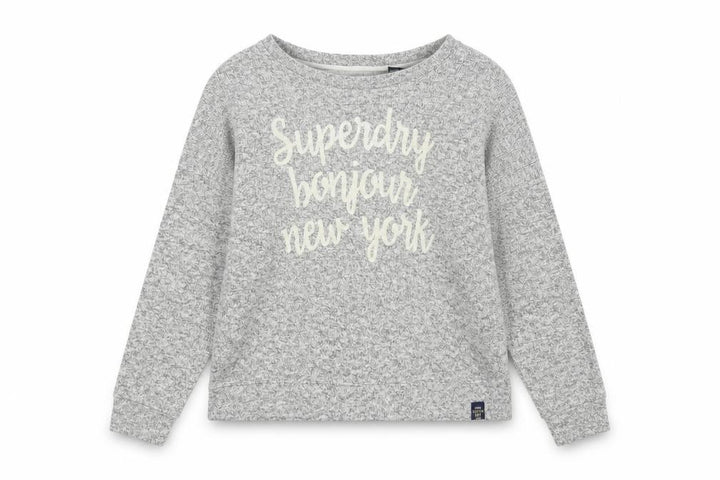 Superdry Women Grey UK 12 Jersey Crew Neck Nautical Slogan Top