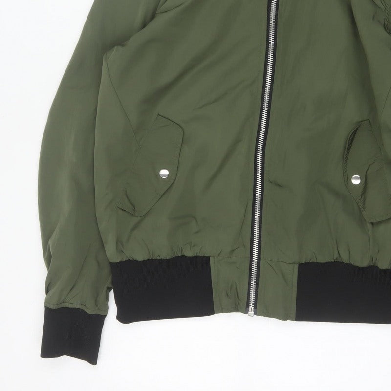 ASOS Men’s Green L Hooded Bomber Jacket Full Zip