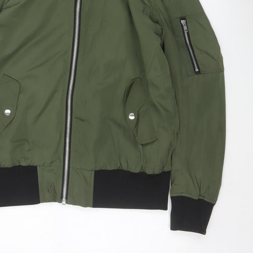 ASOS Men’s Green L Hooded Bomber Jacket Full Zip