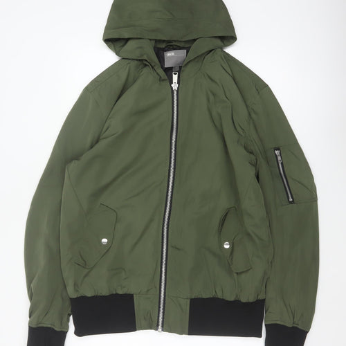 ASOS Men’s Green L Hooded Bomber Jacket Full Zip