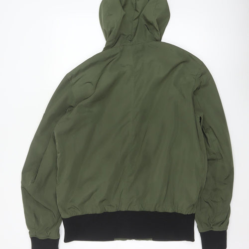 ASOS Men’s Green L Hooded Bomber Jacket Full Zip
