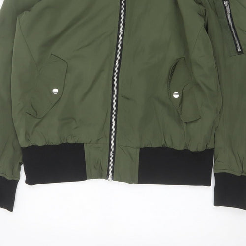 ASOS Men’s Green L Hooded Bomber Jacket Full Zip