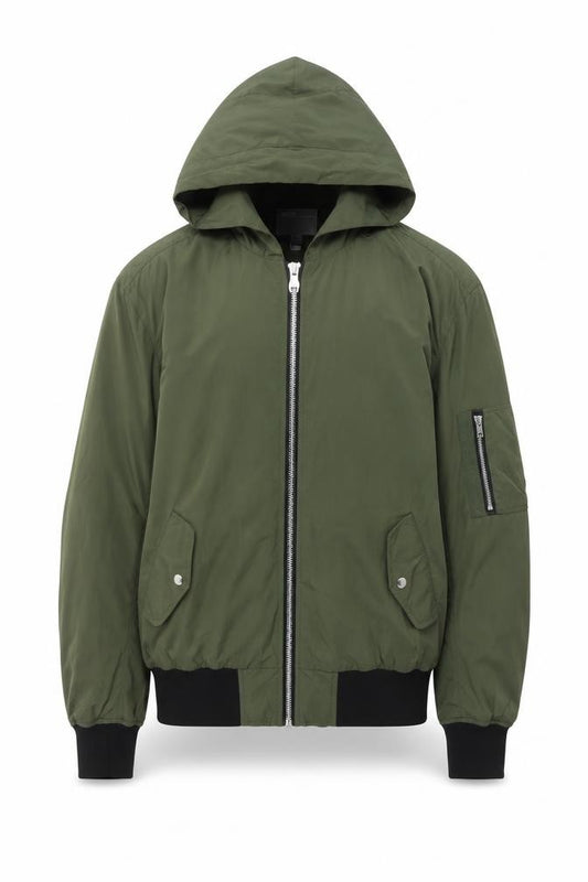 ASOS Men’s Green L Hooded Bomber Jacket Full Zip