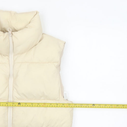 Stradivarius Women Ivory M Padded Puffer Gilet Waistcoat Zip