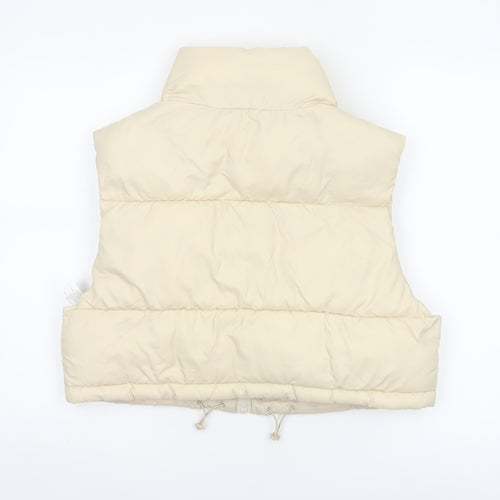 Stradivarius Women Ivory M Padded Puffer Gilet Waistcoat Zip