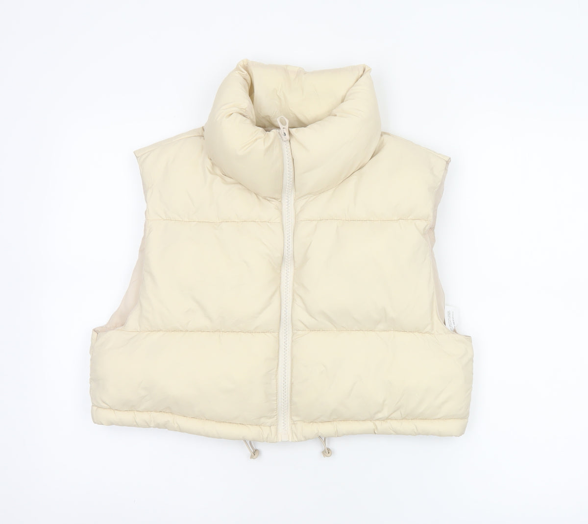 Stradivarius Women Ivory M Padded Puffer Gilet Waistcoat Zip