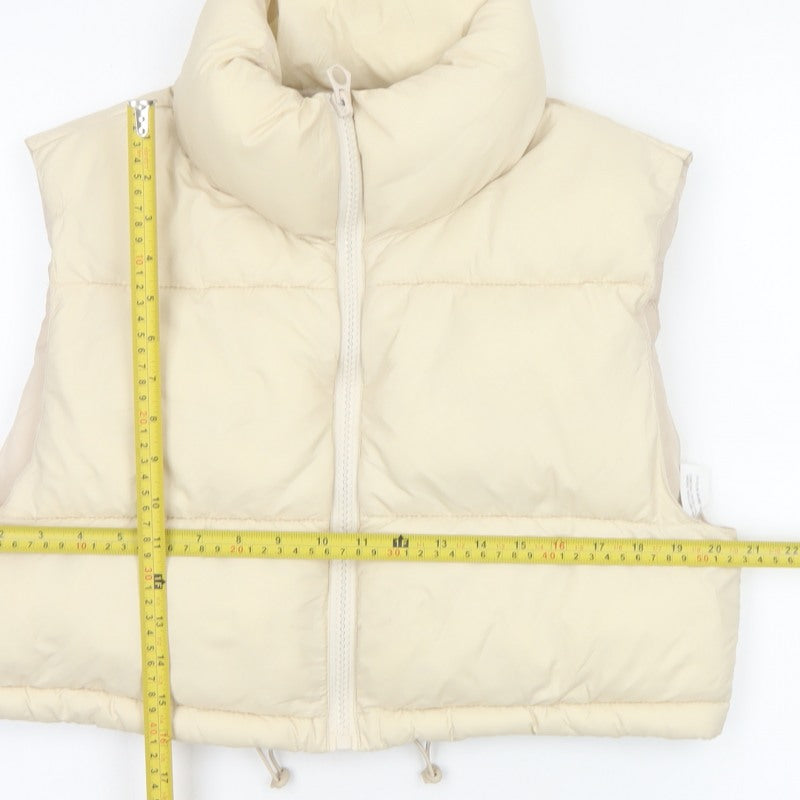 Stradivarius Women Ivory M Padded Puffer Gilet Waistcoat Zip