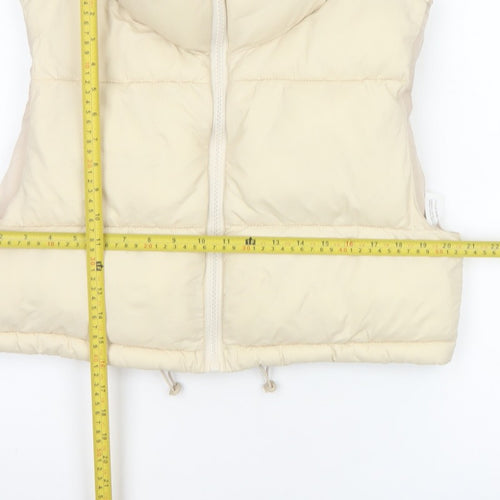 Stradivarius Women Ivory M Padded Puffer Gilet Waistcoat Zip