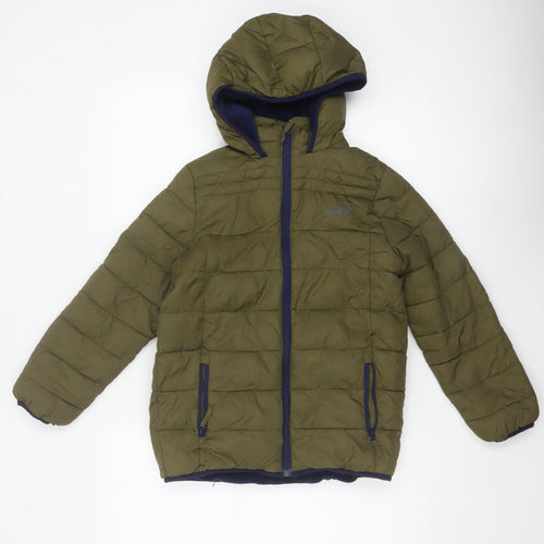 Peter Storm Boys Green 9-10 Years Hooded Puffer Jacket Fleece Lined