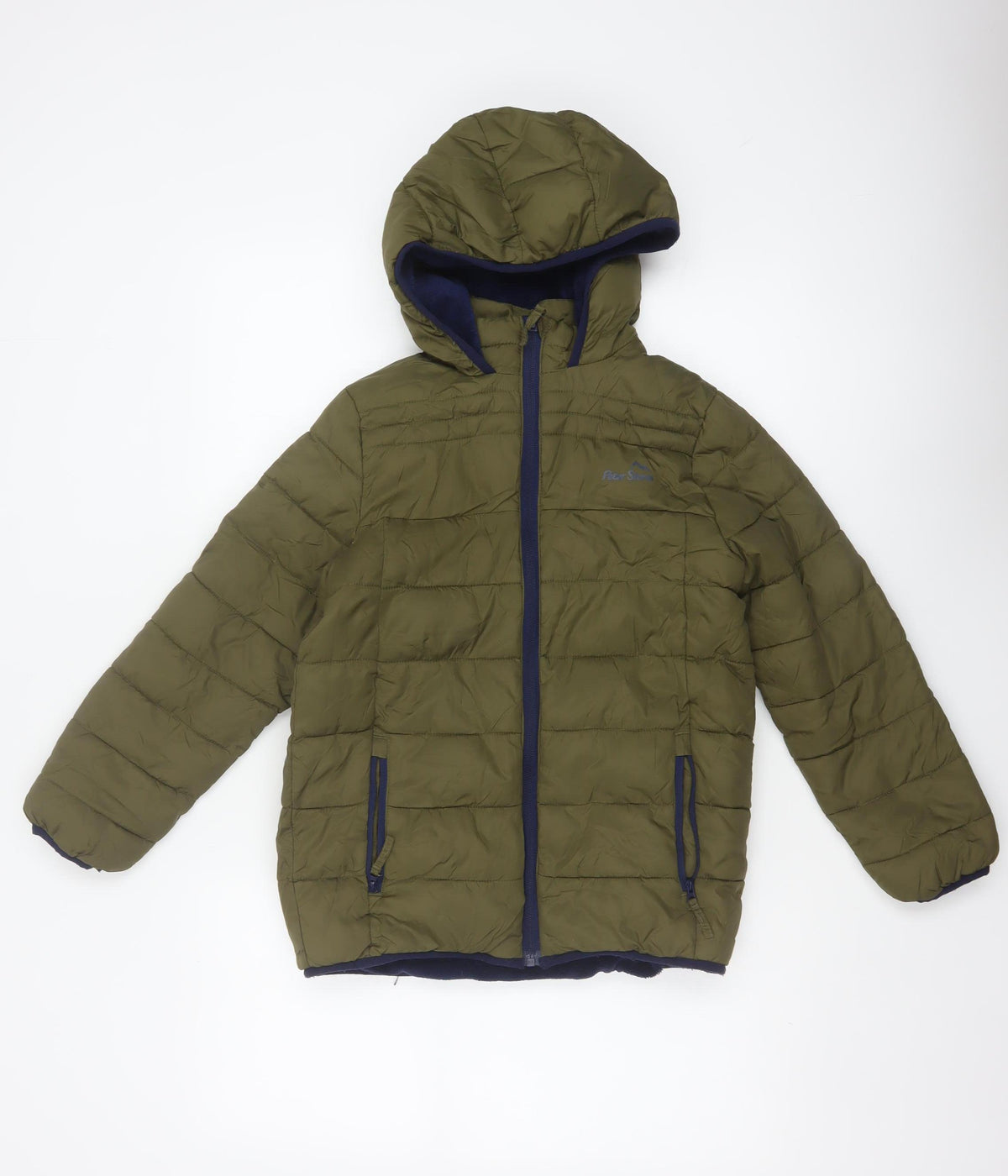 Peter Storm Boys Green 9-10 Years Hooded Puffer Jacket Fleece Lined