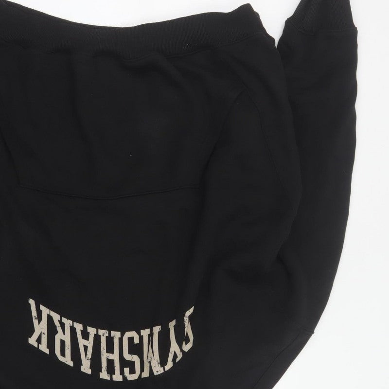 Gymshark Men’s Black XL Pullover Hoodie Graphic Print Pocket Cotton
