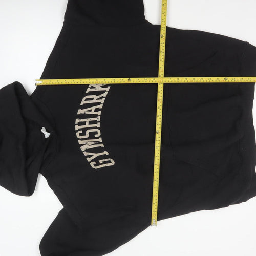Gymshark Men’s Black XL Pullover Hoodie Graphic Print Pocket Cotton