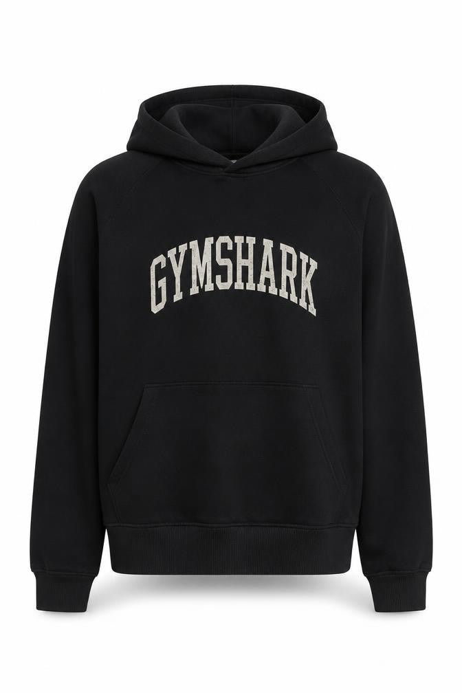 Gymshark Men’s Black XL Pullover Hoodie Graphic Print Pocket Cotton