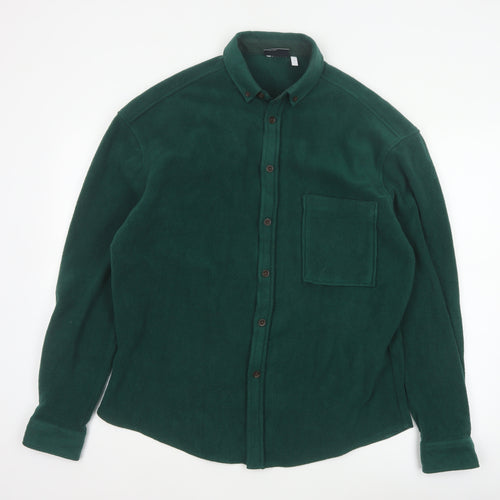 ASOS Design Men’s Green M Fleece Button-Up LA Embroidered Shirt