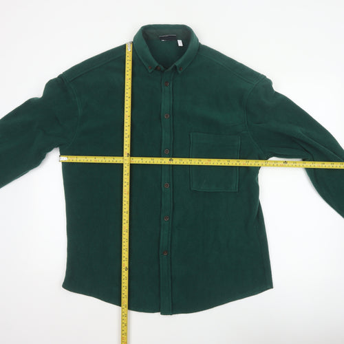 ASOS Design Men’s Green M Fleece Button-Up LA Embroidered Shirt