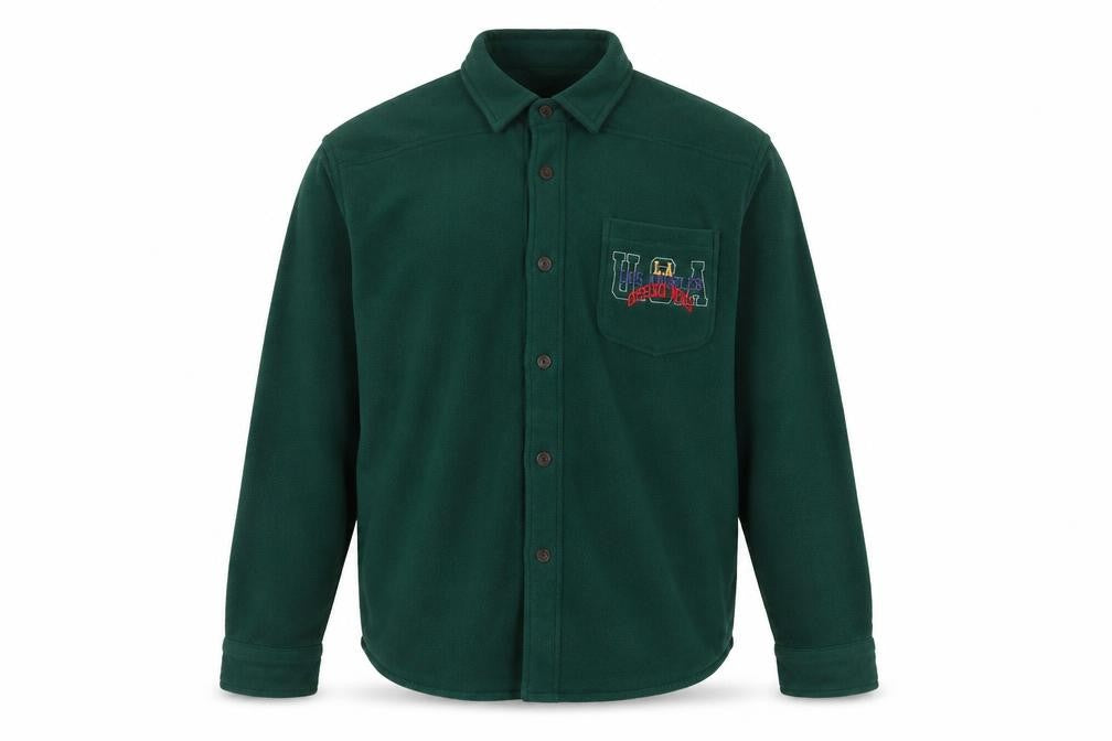 ASOS Design Men’s Green M Fleece Button-Up LA Embroidered Shirt