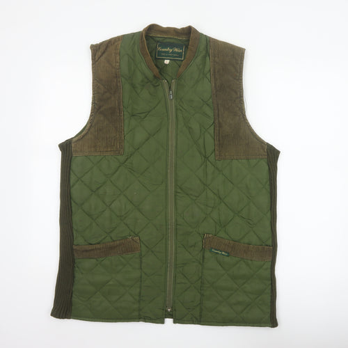 Country Wear Men’s Green L Quilted Nylon Bodywarmer Waistcoat