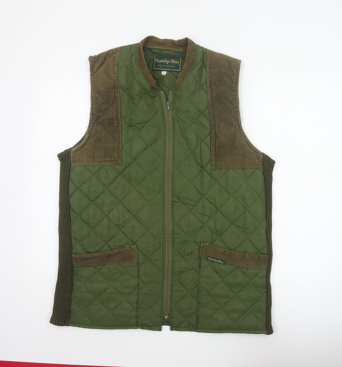 Country Wear Men’s Green L Quilted Nylon Bodywarmer Waistcoat