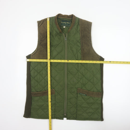 Country Wear Men’s Green L Quilted Nylon Bodywarmer Waistcoat