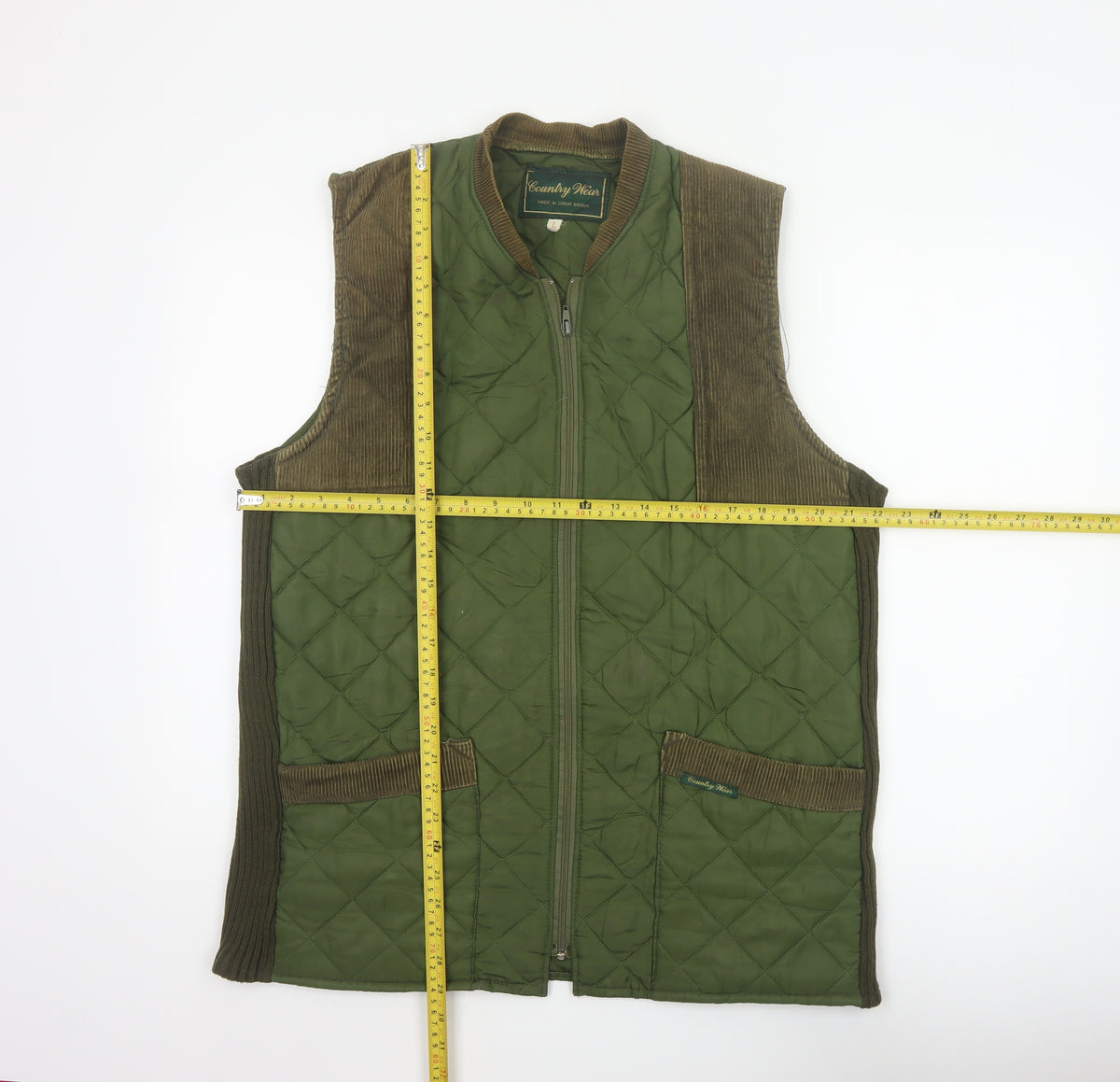 Country Wear Men’s Green L Quilted Nylon Bodywarmer Waistcoat