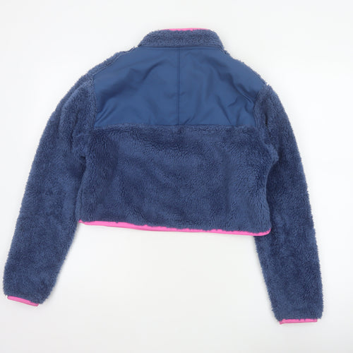 Nike Women’s Blue XS 1/4 Zip Sherpa Fleece Sweatshirt Pink Trim