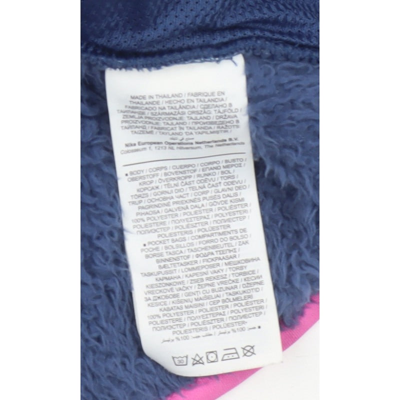 Nike Women’s Blue XS 1/4 Zip Sherpa Fleece Sweatshirt Pink Trim
