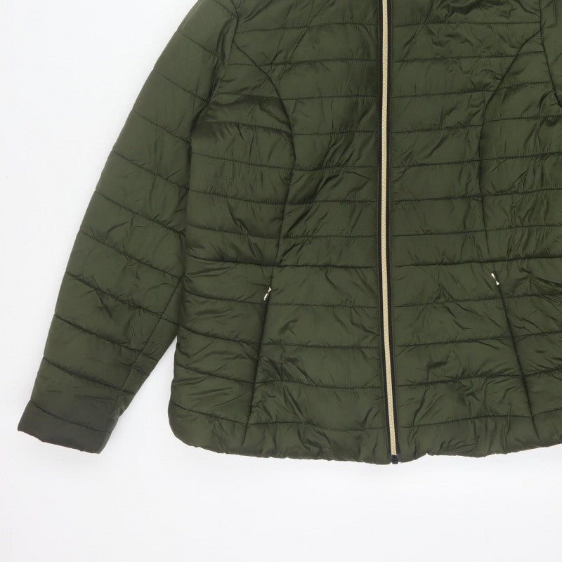 F&F Women’s Green UK 18 Hooded Quilted Puffer Jacket