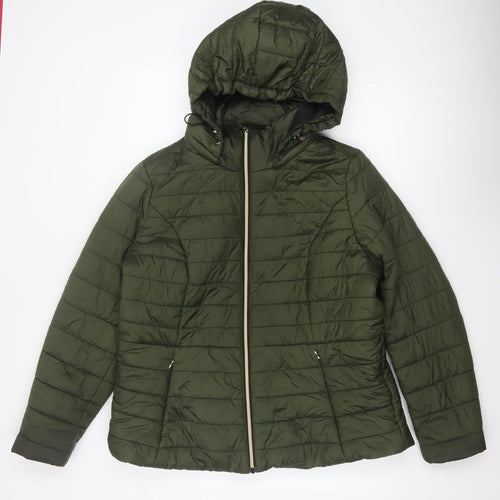 F&F Women’s Green UK 18 Hooded Quilted Puffer Jacket