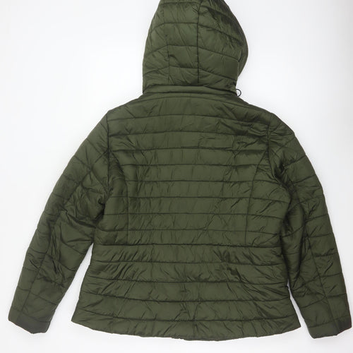 F&F Women’s Green UK 18 Hooded Quilted Puffer Jacket