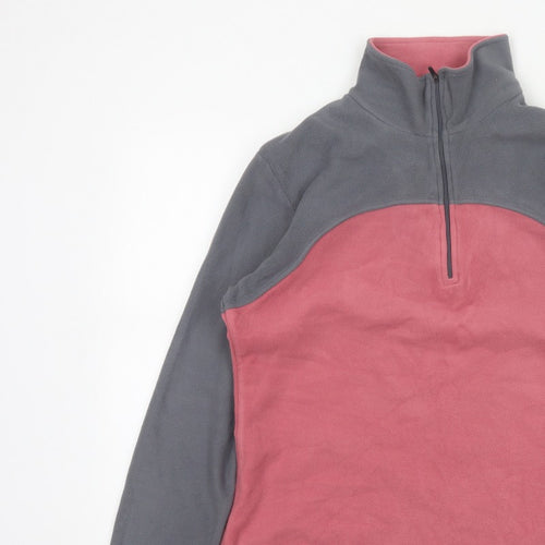F.LLI Campagnolo Women’s Pink Grey 16 Colourblock 1/4 Zip Fleece Sweatshirt