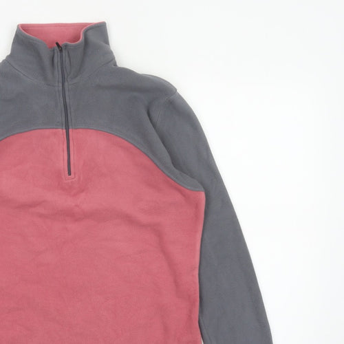 F.LLI Campagnolo Women’s Pink Grey 16 Colourblock 1/4 Zip Fleece Sweatshirt