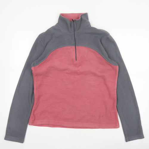 F.LLI Campagnolo Women’s Pink Grey 16 Colourblock 1/4 Zip Fleece Sweatshirt