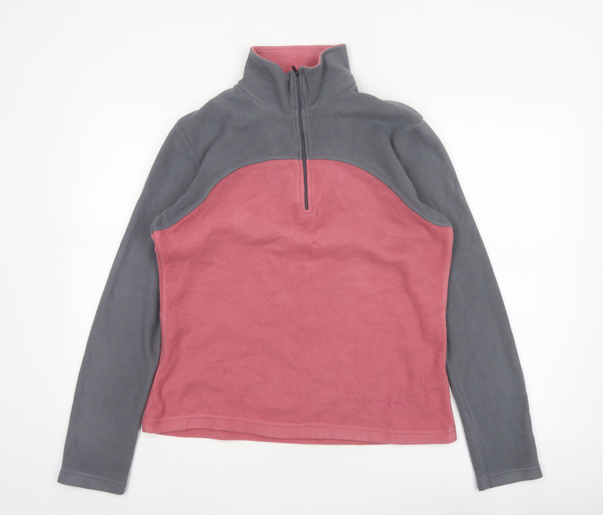 F.LLI Campagnolo Women’s Pink Grey 16 Colourblock 1/4 Zip Fleece Sweatshirt