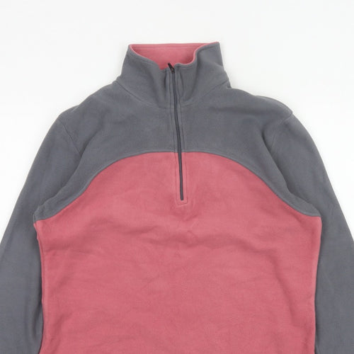 F.LLI Campagnolo Women’s Pink Grey 16 Colourblock 1/4 Zip Fleece Sweatshirt