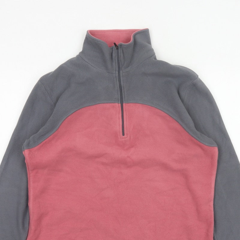 F.LLI Campagnolo Women’s Pink Grey 16 Colourblock 1/4 Zip Fleece Sweatshirt