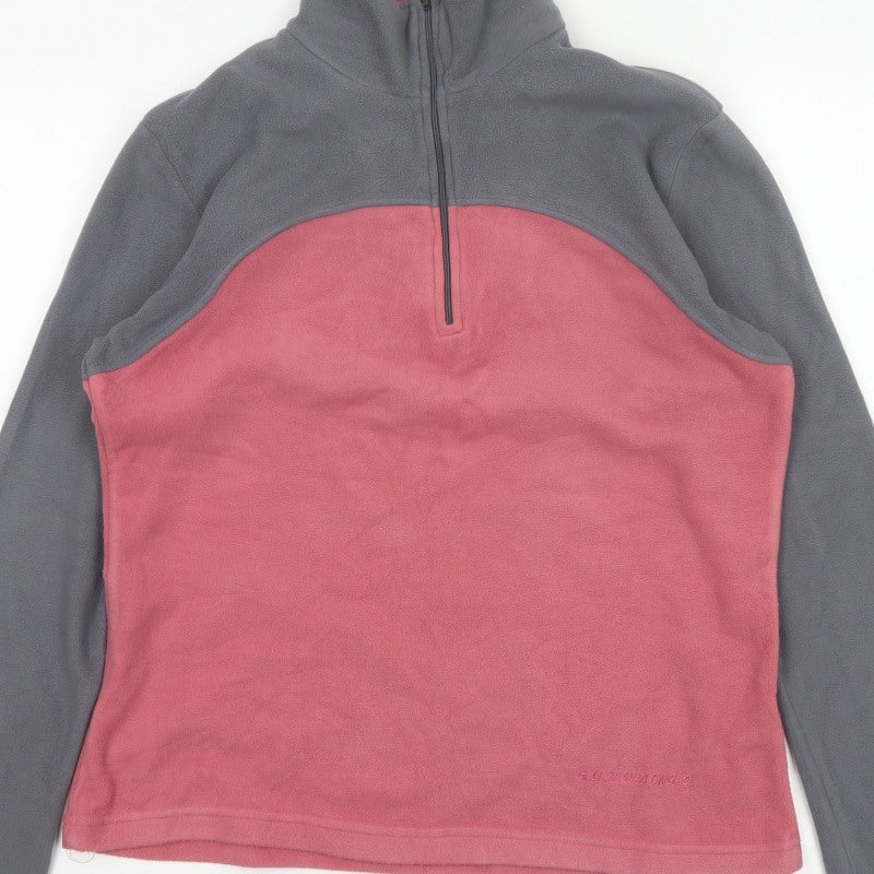F.LLI Campagnolo Women’s Pink Grey 16 Colourblock 1/4 Zip Fleece Sweatshirt