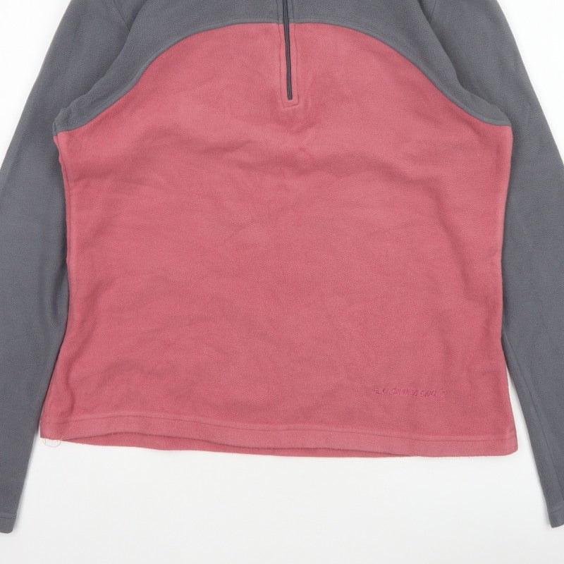F.LLI Campagnolo Women’s Pink Grey 16 Colourblock 1/4 Zip Fleece Sweatshirt