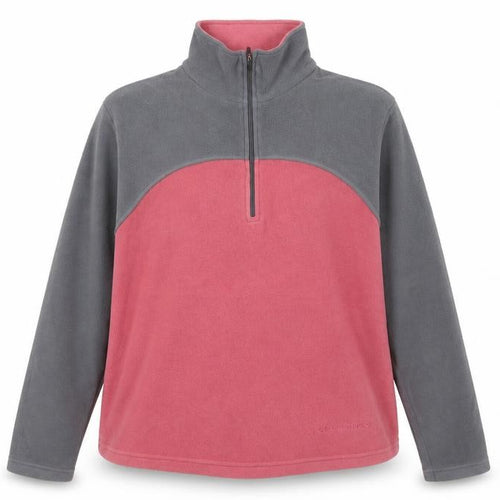 F.LLI Campagnolo Women’s Pink Grey 16 Colourblock 1/4 Zip Fleece Sweatshirt