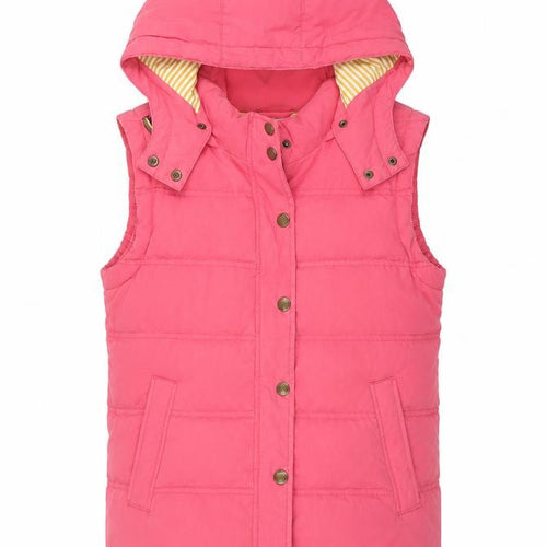 Boden Women Pink UK 16 Hooded Down Padded Puffer Gilet Waistcoat