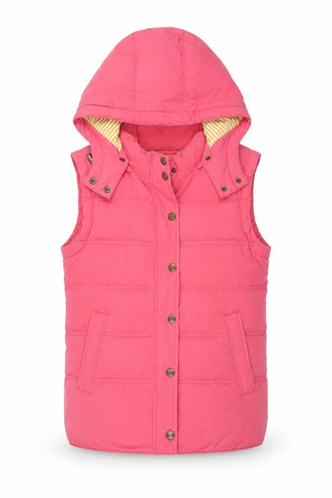Boden Women Pink UK 16 Hooded Down Padded Puffer Gilet Waistcoat