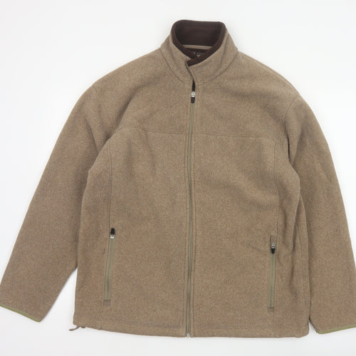 Marks and Spencer Men's Brown M Fleece Full Zip Stand Collar Jacket