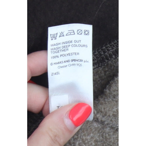 Marks and Spencer Men's Brown M Fleece Full Zip Stand Collar Jacket