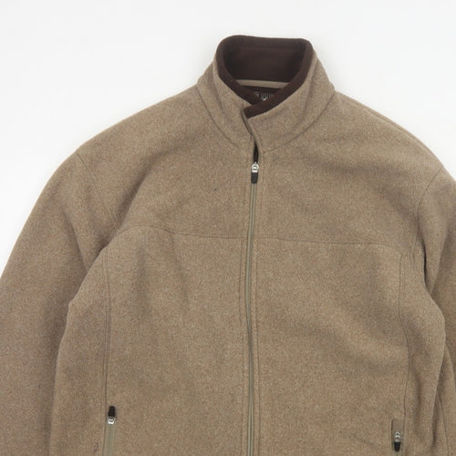 Marks and Spencer Men's Brown M Fleece Full Zip Stand Collar Jacket