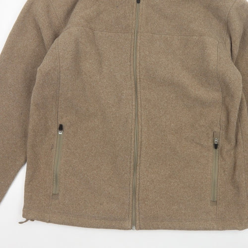 Marks and Spencer Men's Brown M Fleece Full Zip Stand Collar Jacket
