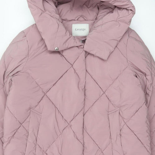 George Women’s Pink M 12-14 Hooded Quilted Puffer Jacket