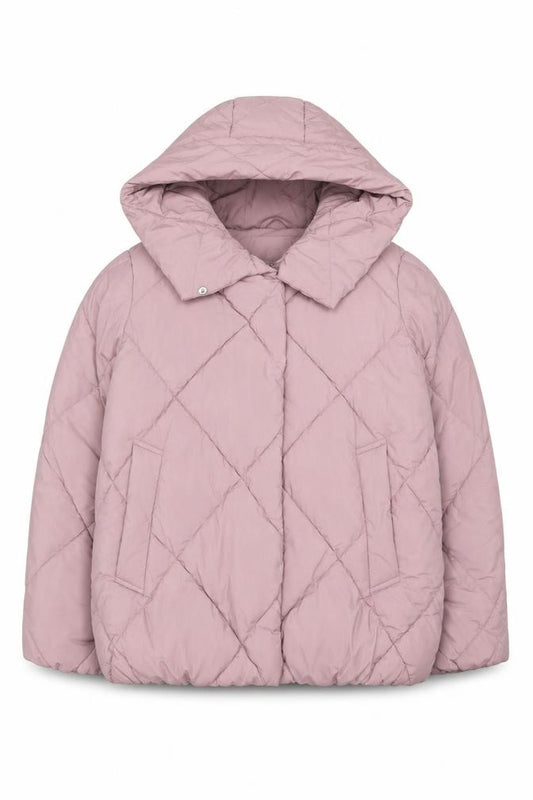Front view of George Women’s Pink M 12-14 Hooded Quilted Puffer Jacket