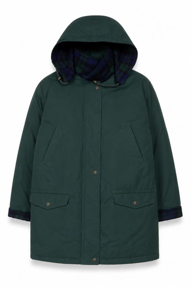 C&A Women Green UK 14 Hooded Parka Long Padded Coat