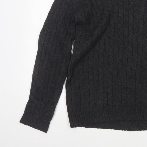 Lauren Ralph Lauren Men Black M Cable Knit V-Neck Logo Jumper
